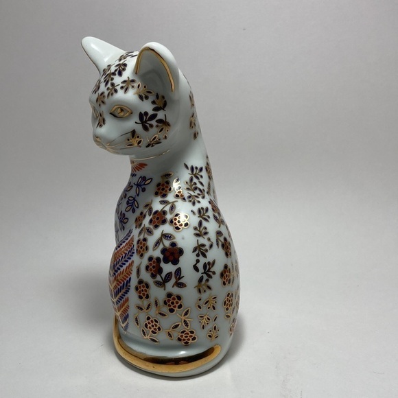 Vintage Cat Figurine Japanese Imari Neko Floral Hand painted Porcelain Decor - Picture 5 of 8